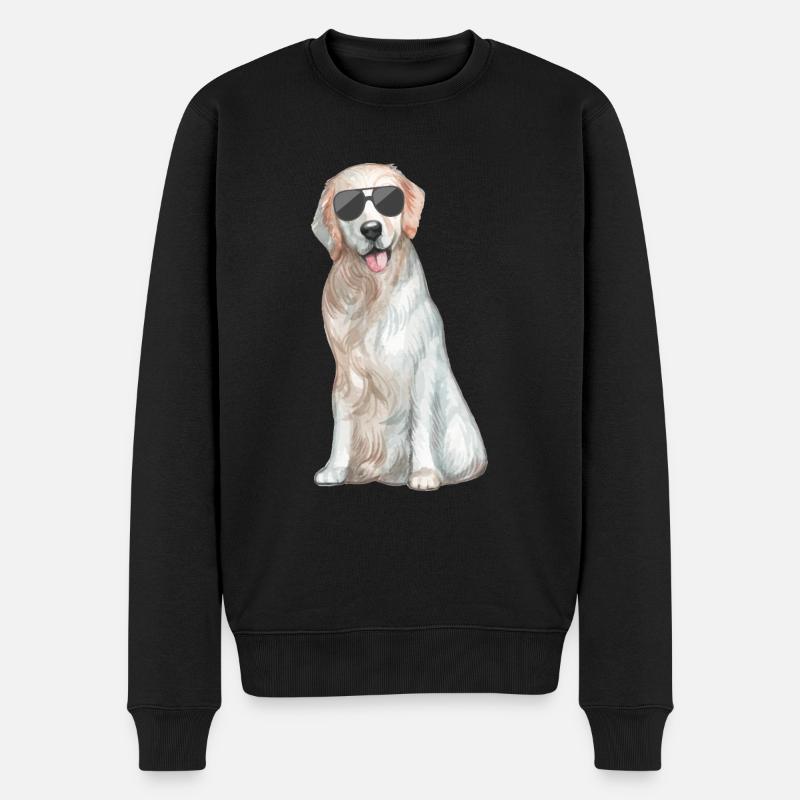 Lustiger Hund - Männer Premium Bio Pullover - Schwarz