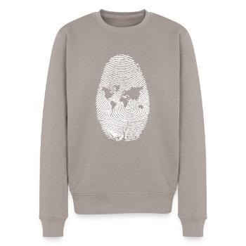 Internet one world - Männer Premium Bio Pullover - Taupe - Vorne - Nico (187cm)