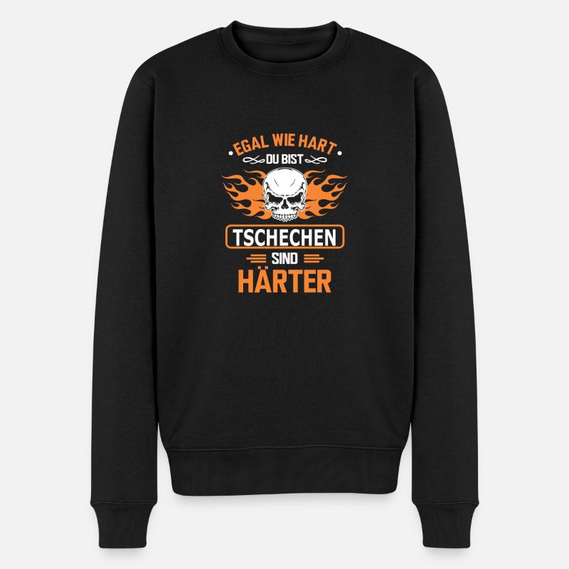 TSCHECHEN - Männer Premium Bio Pullover - Schwarz