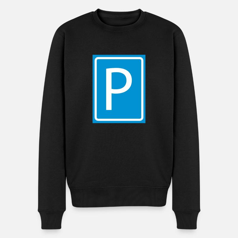 P Parken Buchstabe Parkscheibe Parkplatz 2c - Männer Premium Bio Pullover - Schwarz