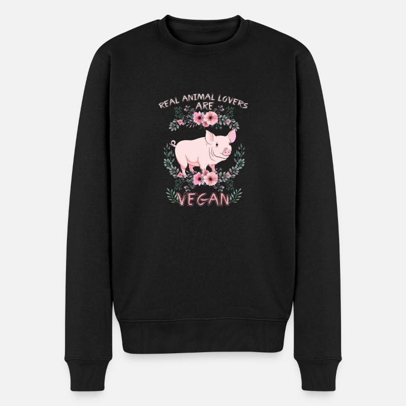 Veganer Vegetarier Tierschutz Geschenkidee - Männer Premium Bio Pullover - Schwarz