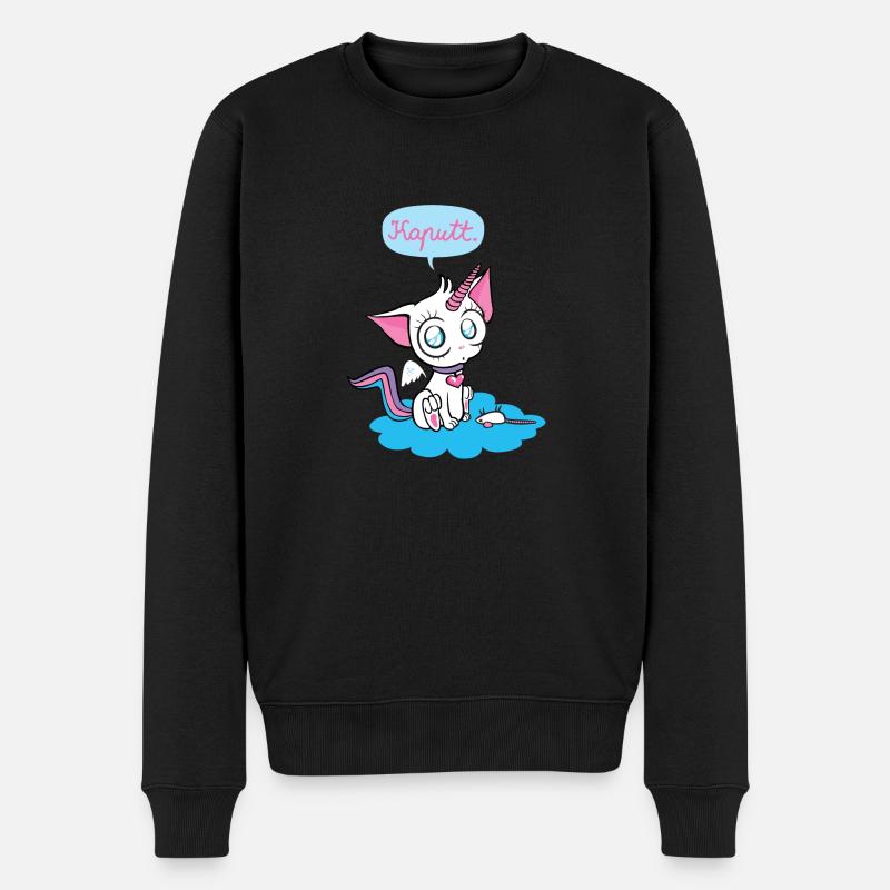 Unicornkitty - Einhorn Katze - Männer Premium Bio Pullover - Schwarz