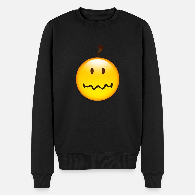 Smiley Question mark - Männer Premium Bio Pullover - Schwarz