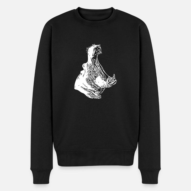 Tête d'hippopotame béante - Pull Premium bio Homme - noir