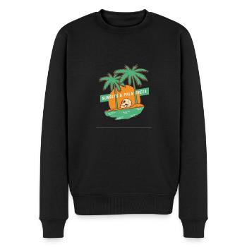 Sunsets & Palm trees - Men's Premium Organic Jumper - black - Front - Nico (187cm)