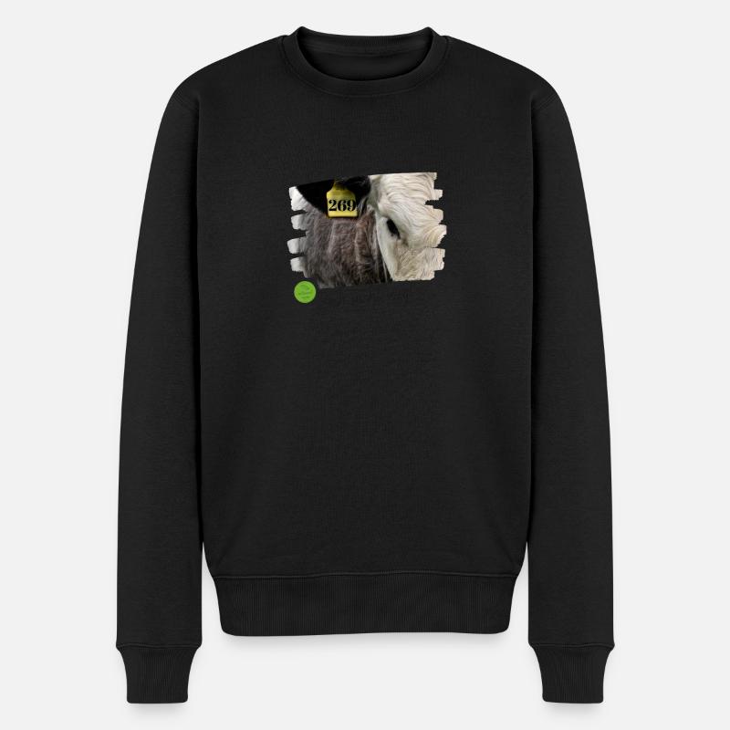 Kuh: Sieh nicht weg! - Männer Premium Bio Pullover - Schwarz