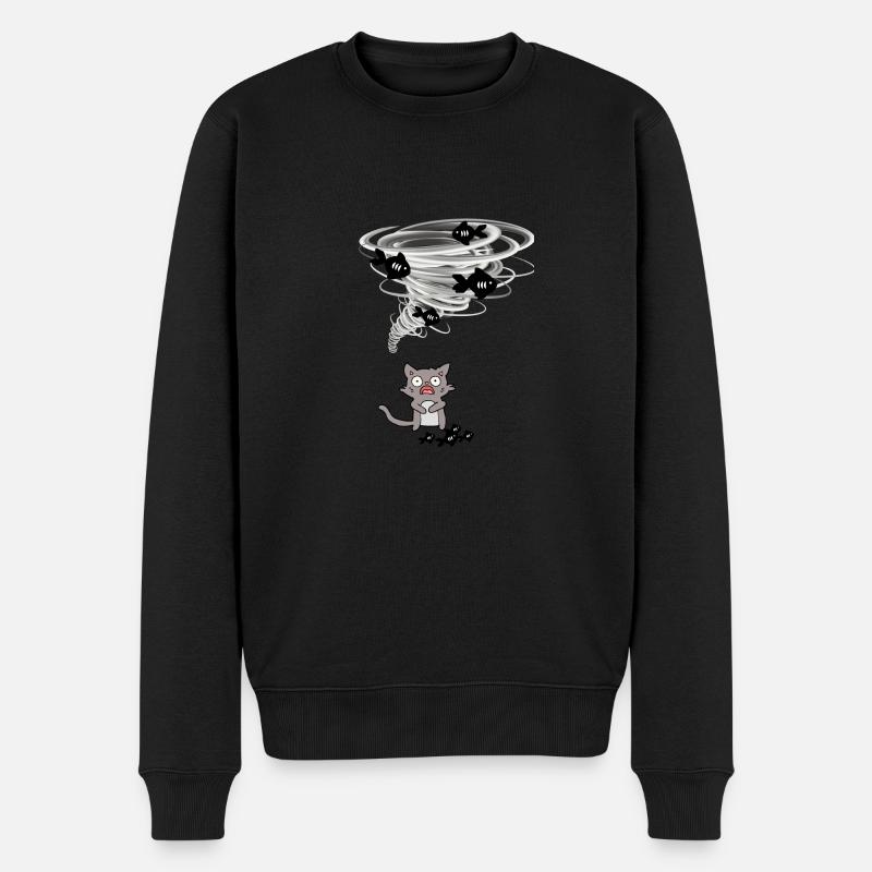 Tornado nimmt Katzenfische - Männer Premium Bio Pullover - Schwarz