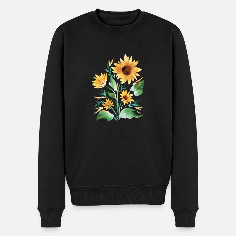Sonnenblumen handgemalt - Männer Premium Bio Pullover - Schwarz