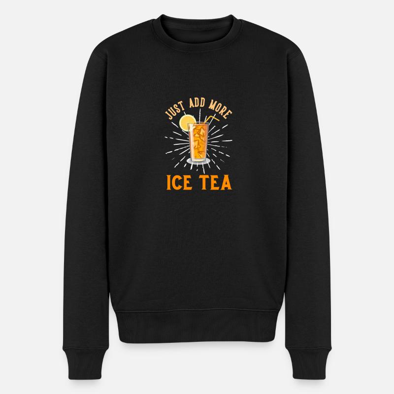 Just add ICE TEA - Männer Premium Bio Pullover - Schwarz