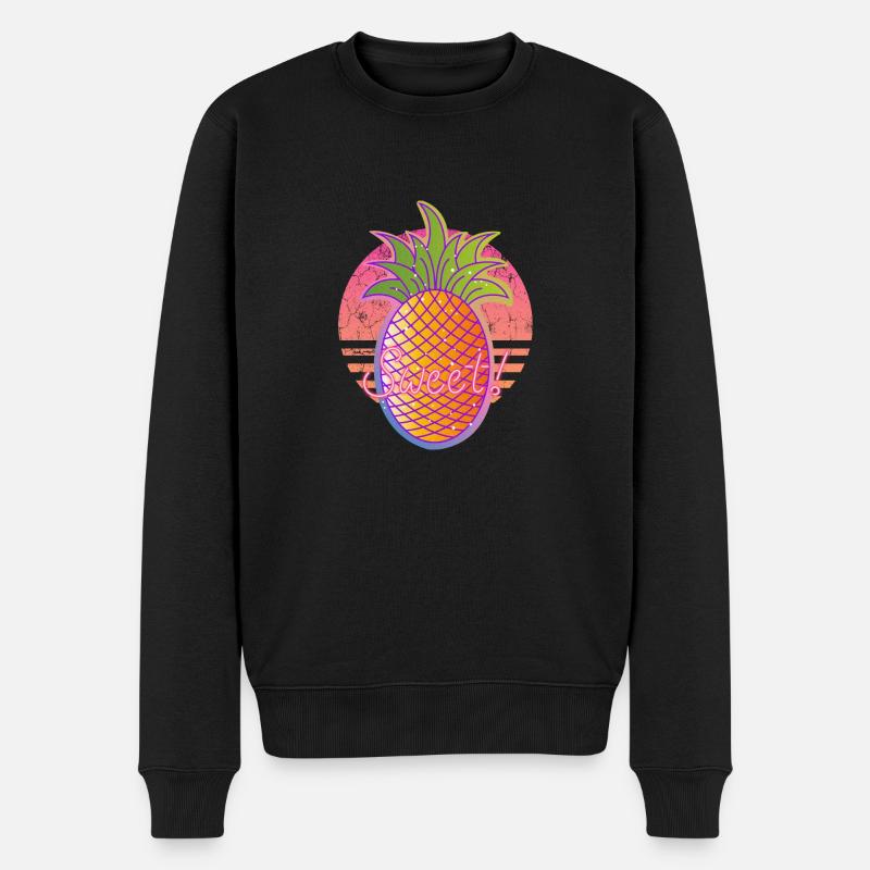 Sweet Ananas Retro - Männer Premium Bio Pullover - Schwarz