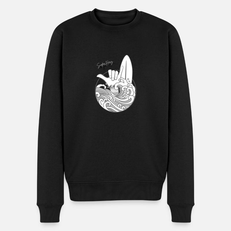 Surfer Herz - Männer Premium Bio Pullover - Schwarz