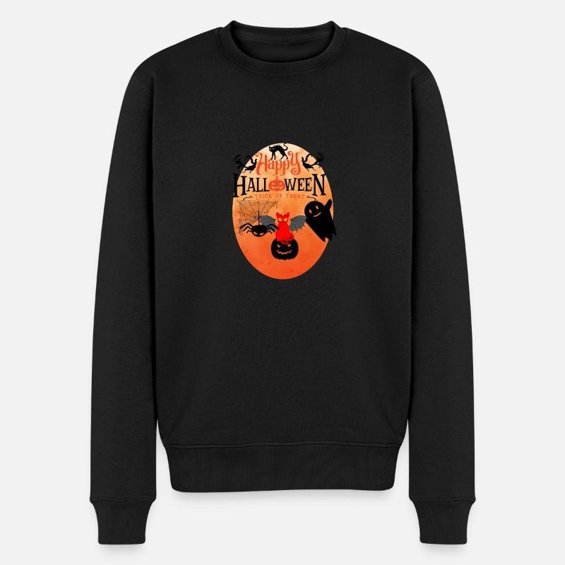 Cat-o-ween die Monster sind raus! - Männer Premium Bio Pullover - Schwarz