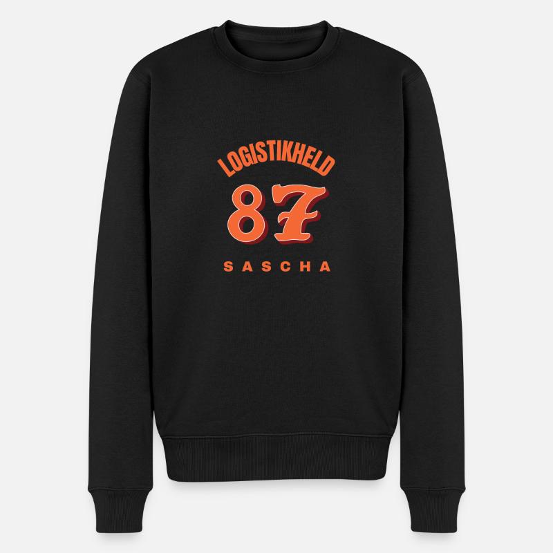 LOGISTIKHELD 87 SASCHA - Männer Premium Bio Pullover - Schwarz