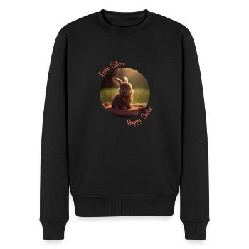Frohe Ostern | Osterhäschen | Osterhase - Männer Premium Bio Pullover - Schwarz - Vorne - Nico (187cm)
