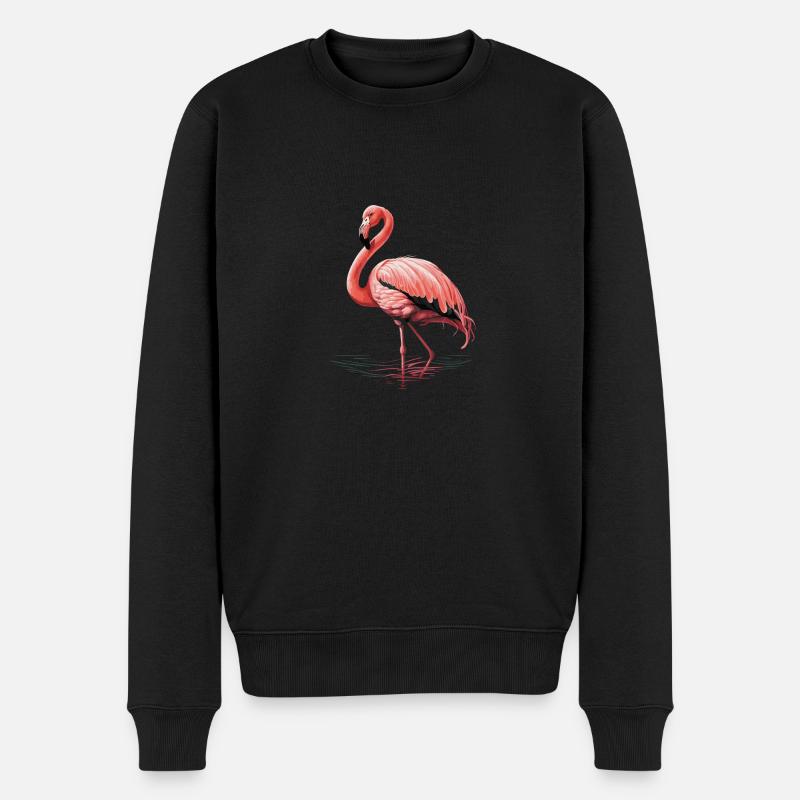 Pink Flamingo - Männer Premium Bio Pullover - Schwarz