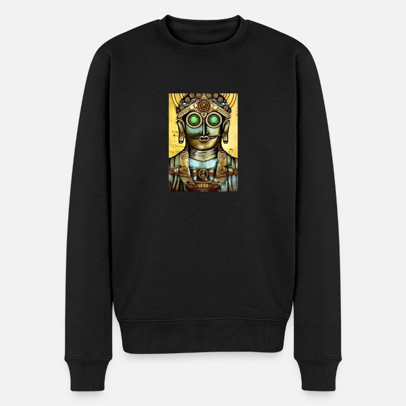 Buddha - Steampunk -Transparent - Männer Premium Bio Pullover - Schwarz