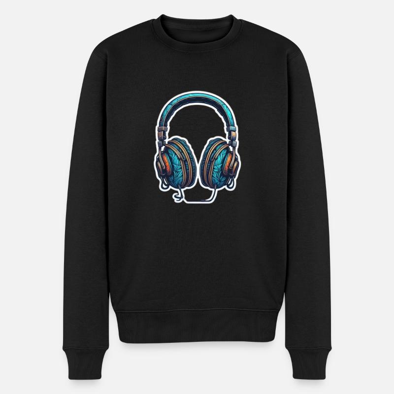 Headphones - Music - Männer Premium Bio Pullover - Schwarz