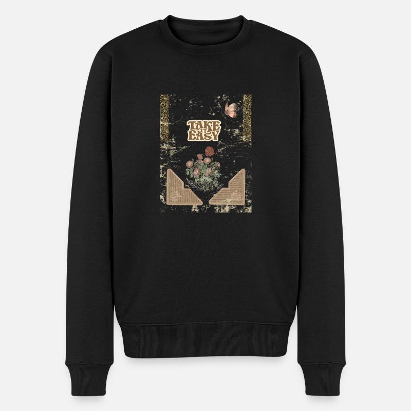 Vintage-Design- TAKE IT EASY - Männer Premium Bio Pullover - Schwarz