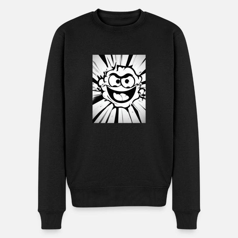 crazy smile - Männer Premium Bio Pullover - Schwarz