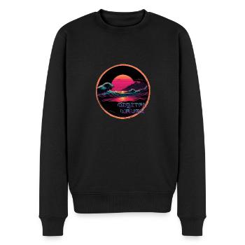 Ondes numériques - Pull Premium bio Homme - noir - Devant - Nico (187cm)