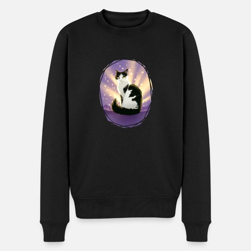 Schwarz Weiße Katze Violetshine Veilchenglanz - Männer Premium Bio Pullover - Schwarz