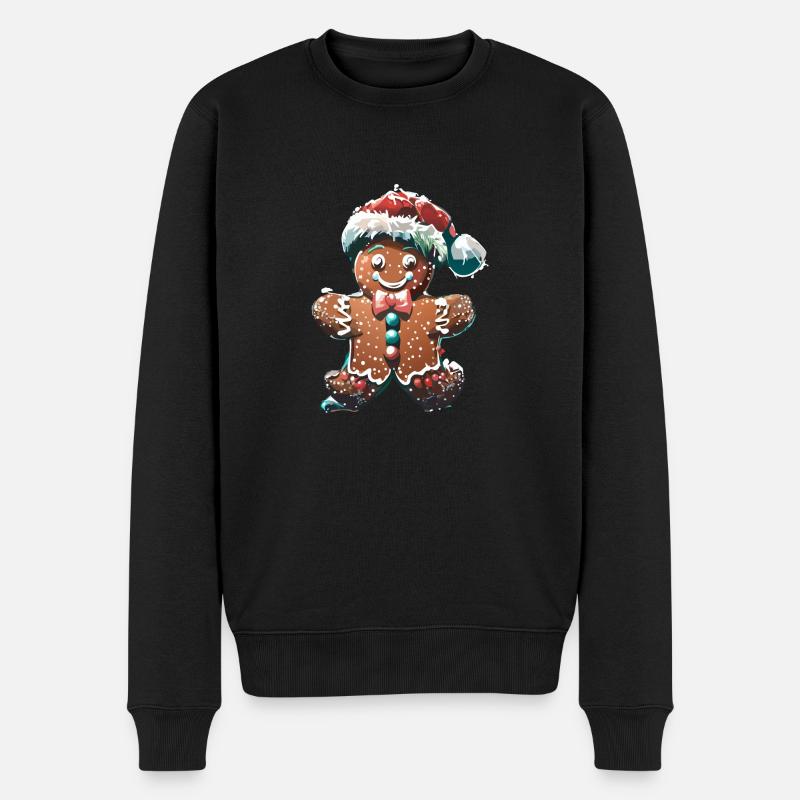 Lebkuchen Männchen - Männer Premium Bio Pullover - Schwarz