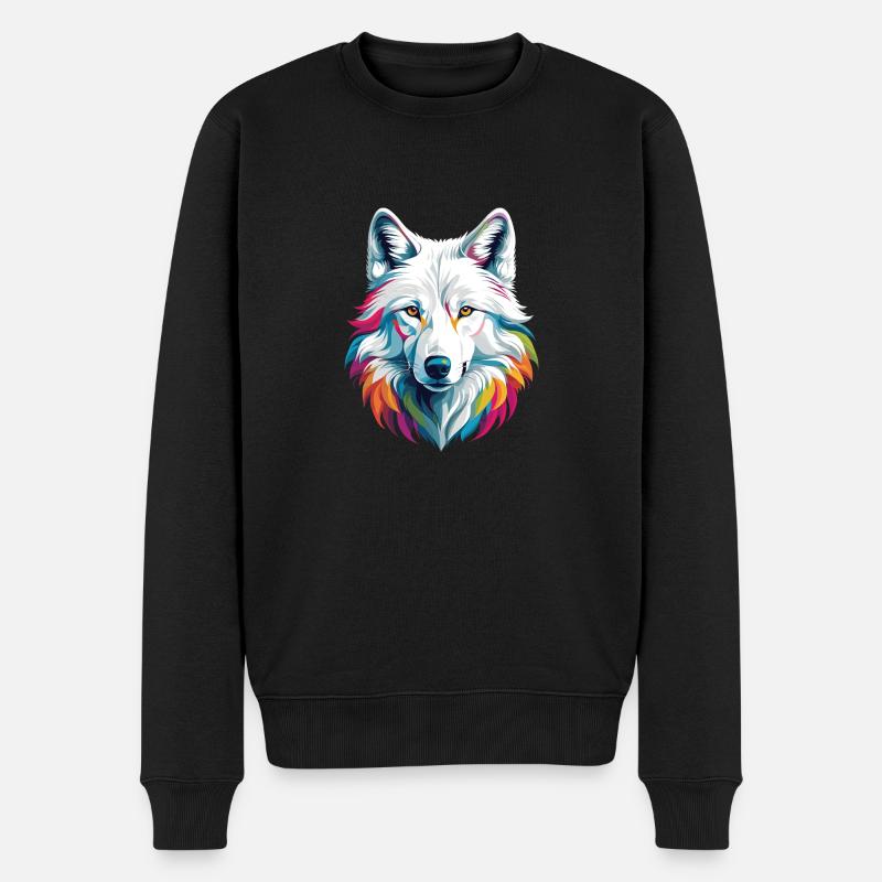 Weißer Wolf - Männer Premium Bio Pullover - Schwarz