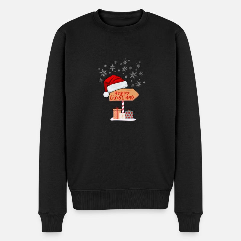 Süßes Schild "Frohe Weihnachten" - Männer Premium Bio Pullover - Schwarz