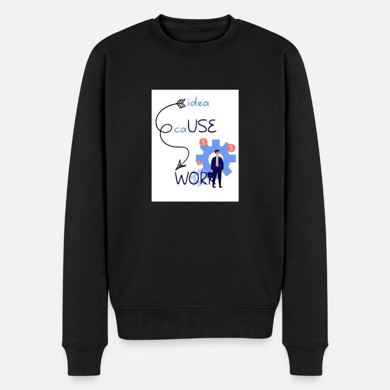 Idea cause work. An idea creates a work. - Men's Premium Organic Jumper - black