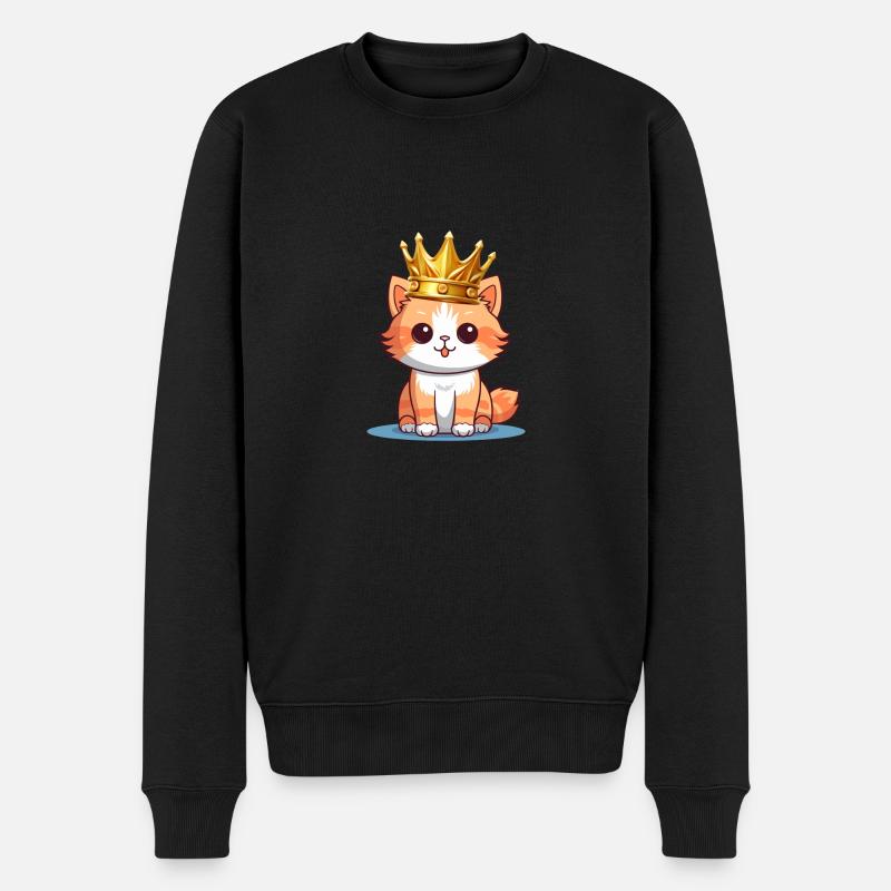 Kätzchen König - Männer Premium Bio Pullover - Schwarz