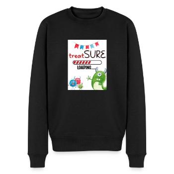 Behandlung. Fest. - Männer Premium Bio Pullover - Schwarz - Vorne - Nico (187cm)