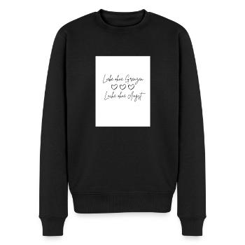 Liebe ohne Grenzen - Männer Premium Bio Pullover - Schwarz - Vorne - Nico (187cm)