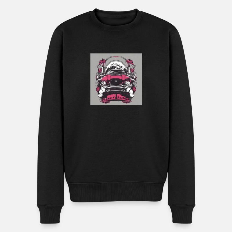 Pinkes Auto - Männer Premium Bio Pullover - Schwarz