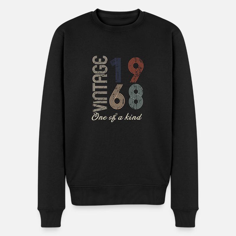 56. Geburtstag 1968 - Vintage-Retro-Geschenkidee - Männer Premium Bio Pullover - Schwarz