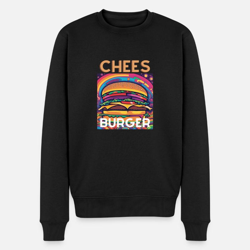 Cheeseburger - Männer Premium Bio Pullover - Schwarz