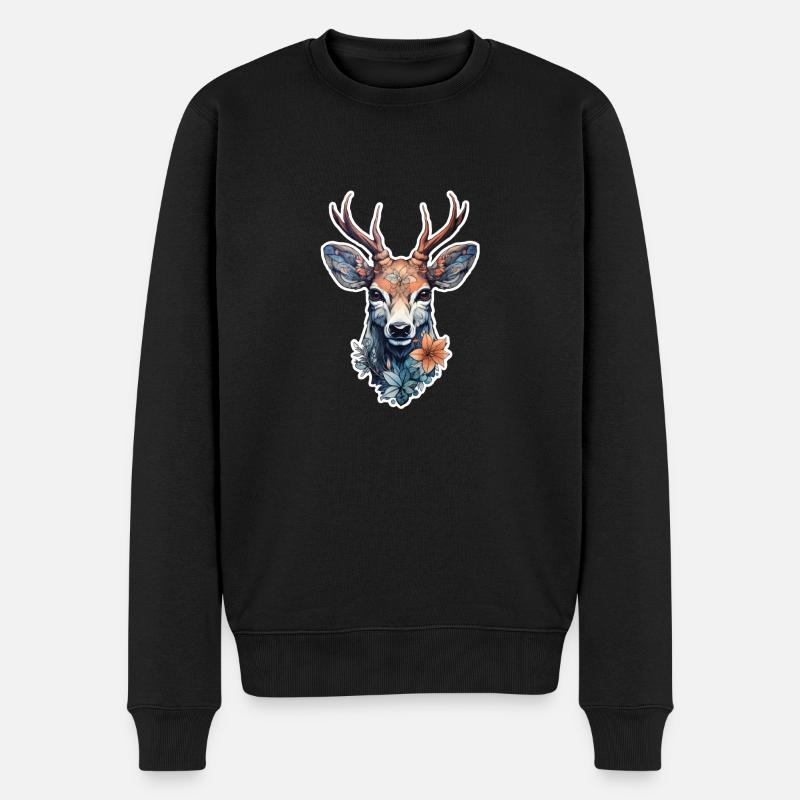 Hirsch jung - Männer Premium Bio Pullover - Schwarz