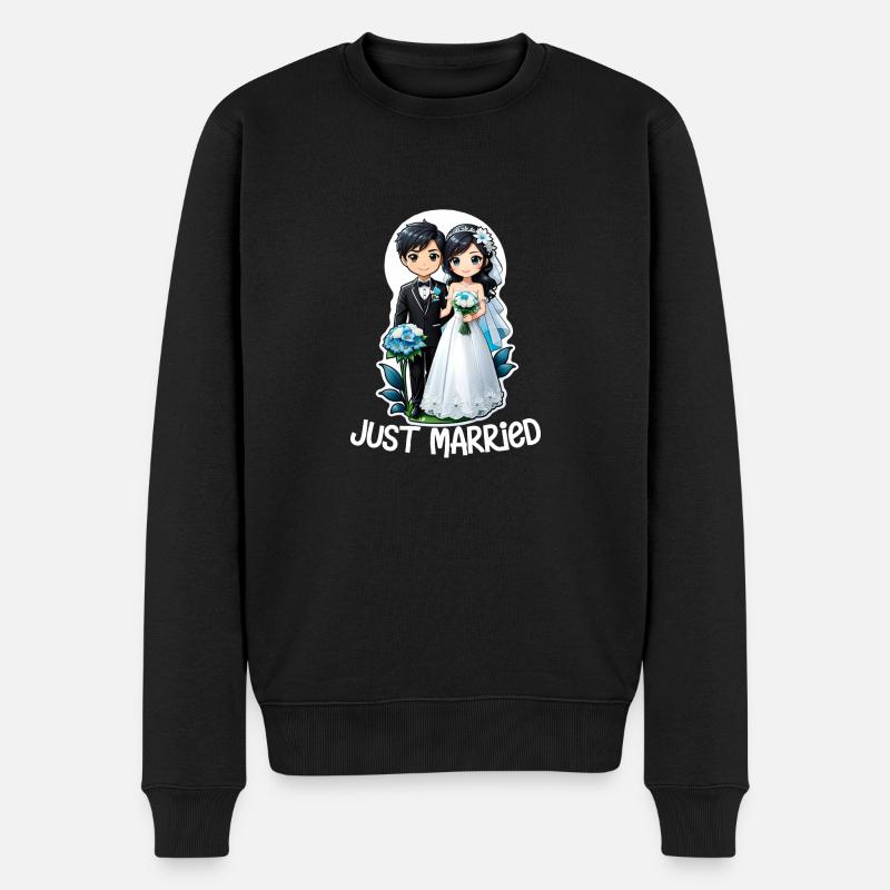 just married - pour mariage - Pull Premium bio Homme - noir
