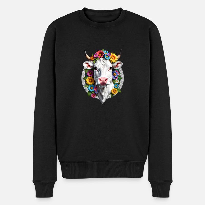 VACHE FLEURIE - Pull Premium bio Homme - noir