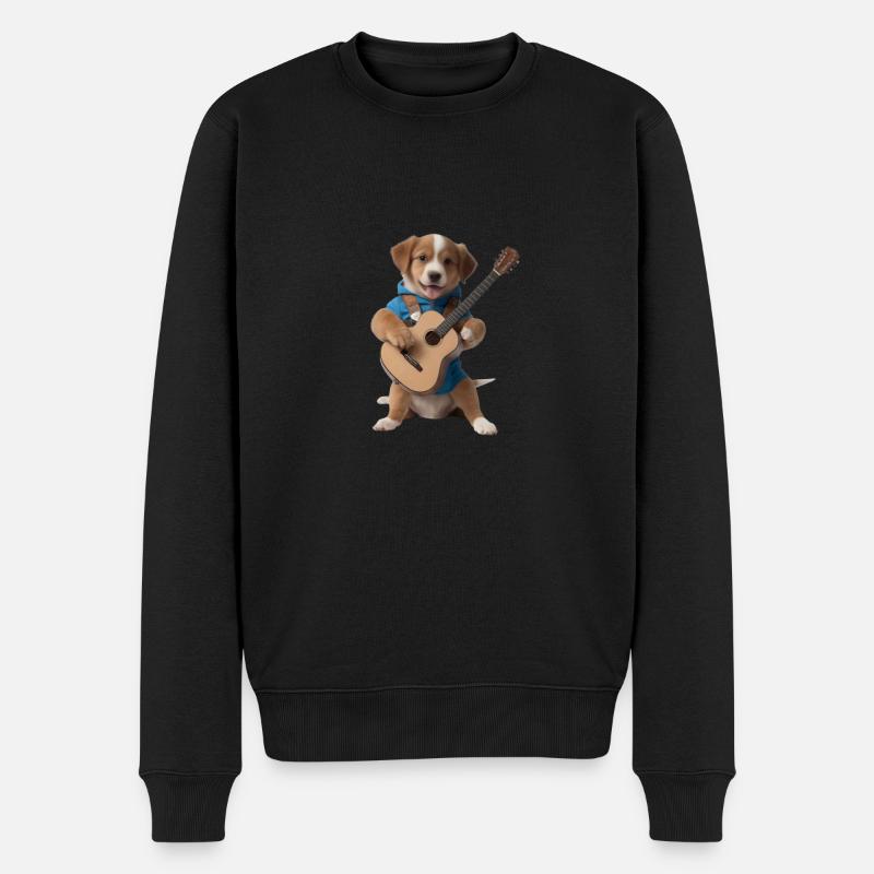 Puppy Dog Gitarre - Männer Premium Bio Pullover - Schwarz