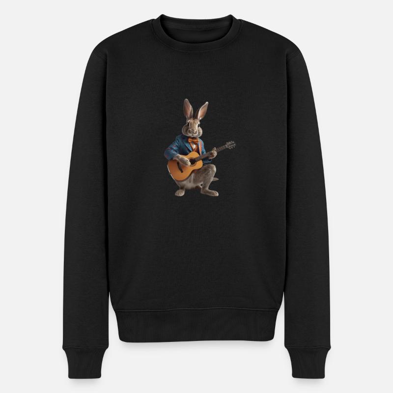 Hase Hase Gitarre - Männer Premium Bio Pullover - Schwarz