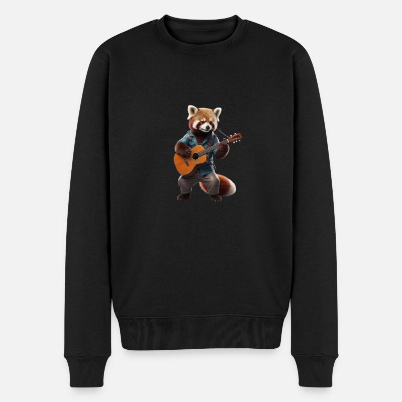 Red Panda Gitarre - Männer Premium Bio Pullover - Schwarz