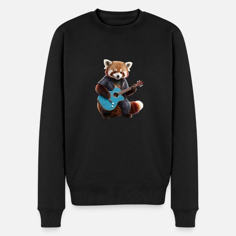 Red Panda Gitarre - Männer Premium Bio Pullover - Schwarz