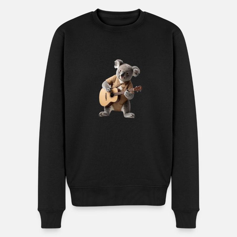 Koala Gitarre - Männer Premium Bio Pullover - Schwarz