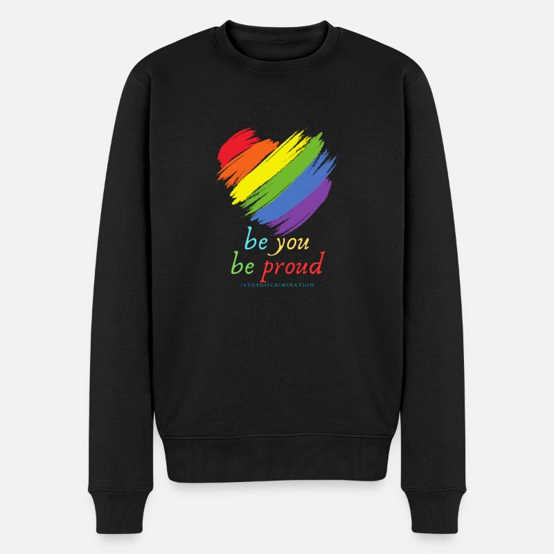 be you be proud - Männer Premium Bio Pullover - Schwarz