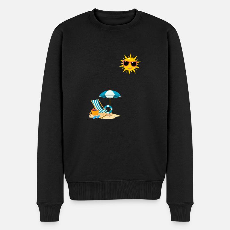 Soleil au bord de plage - Pull Premium bio Homme - noir