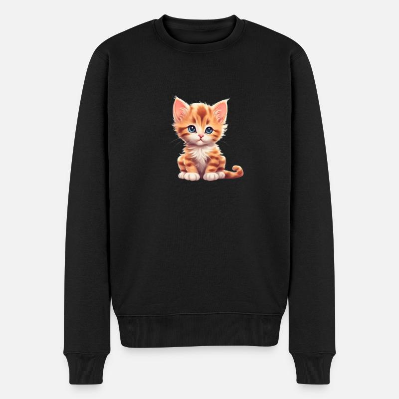 Süßes, kleines Kätzchen - Männer Premium Bio Pullover - Schwarz