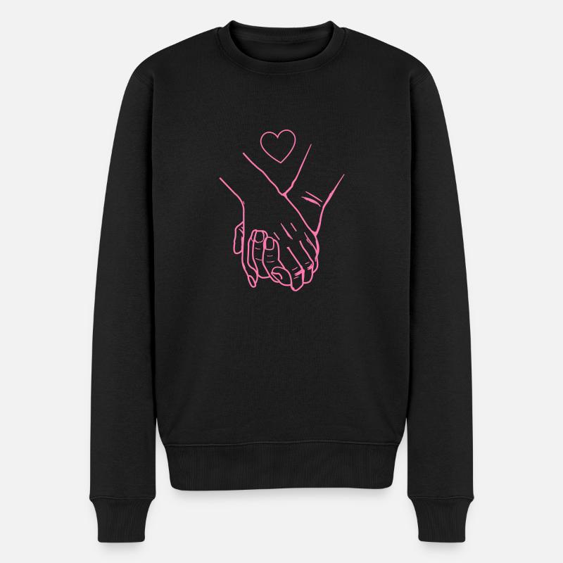 hände herzen - Männer Premium Bio Pullover - Schwarz
