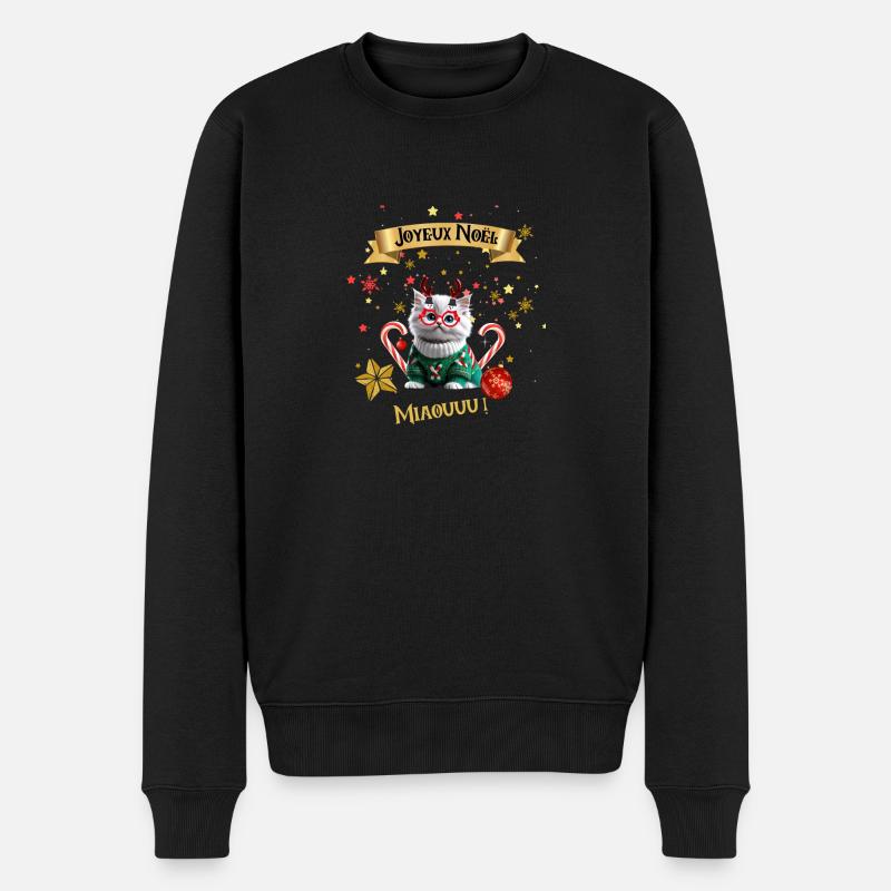 Joyeux noel chat mignon cadeau - Pull Premium bio Homme - noir