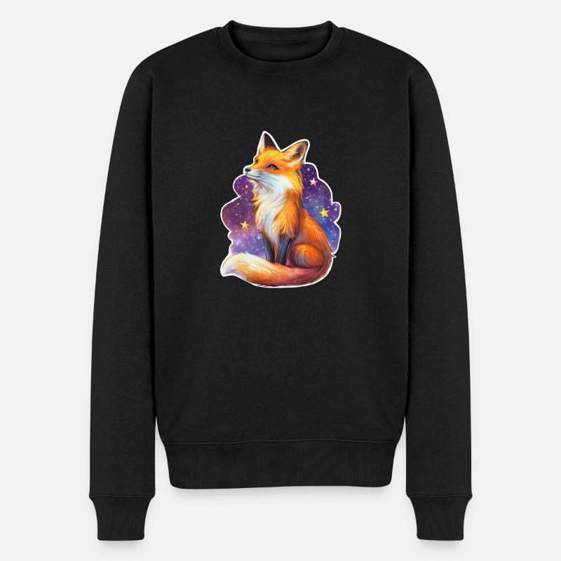 Renard et ciel étoilé - Pull Premium bio Homme - noir
