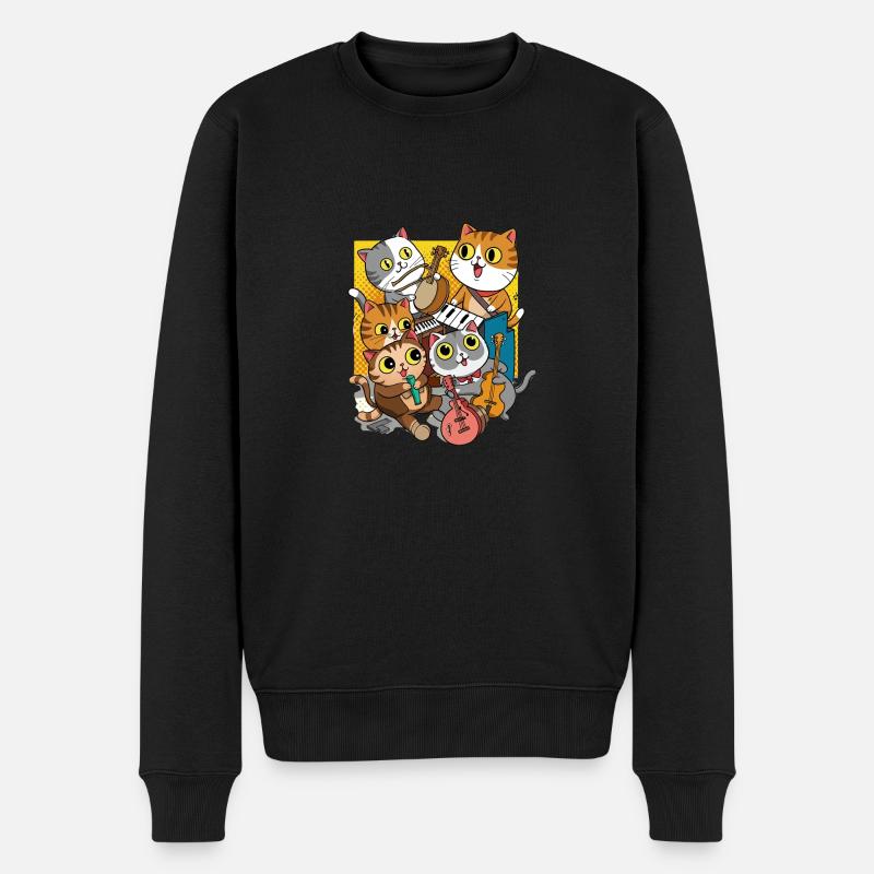 Chats heureux et musicaux - Pull Premium bio Homme - noir